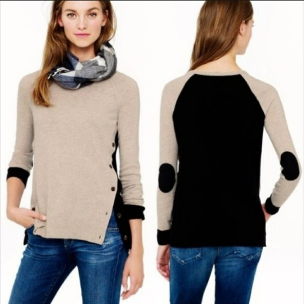 J.Crew Side Button Wool‎ Blend Colorblock Sweater